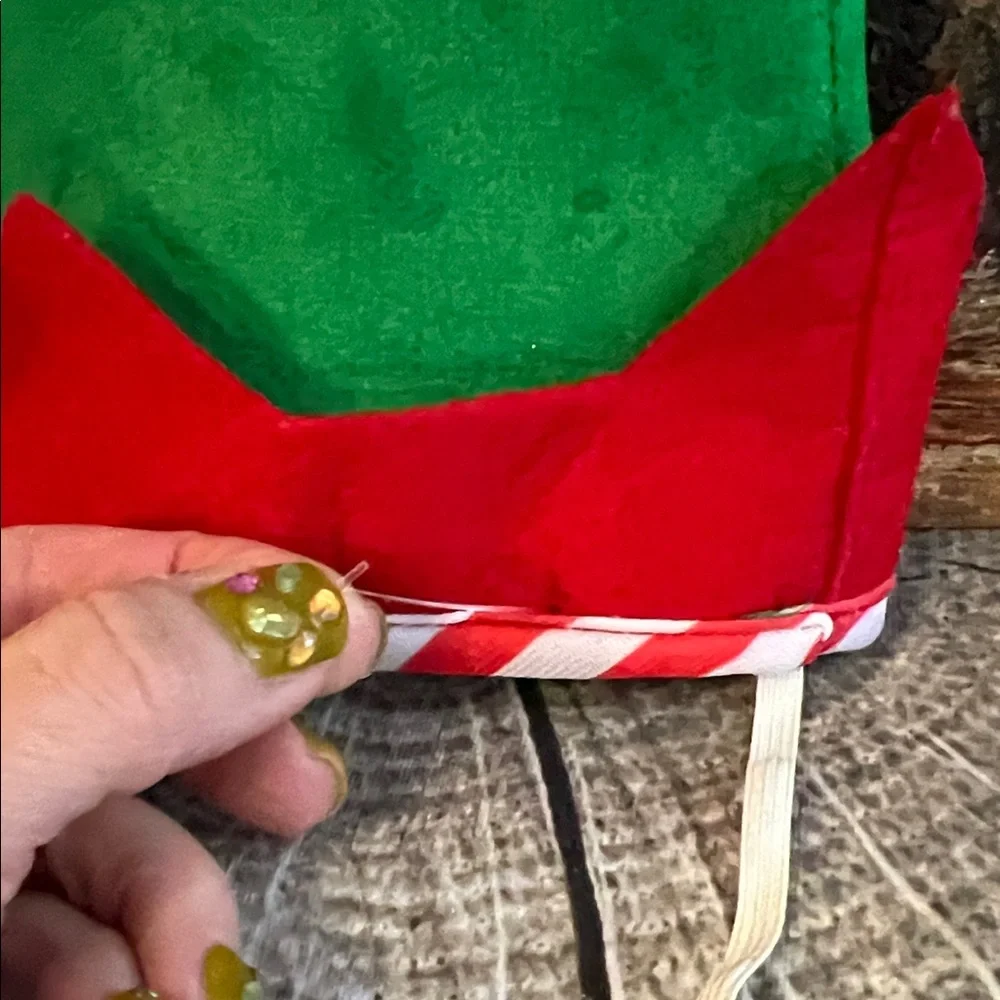Festive Green, White and Red Pet Elf Hat / Cat
